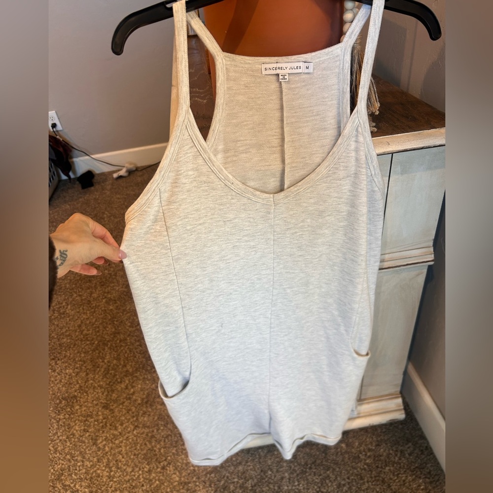 Sincerely Jules Light Gray relaxed romper